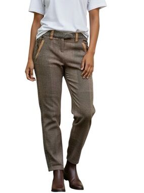 Vintage Da Nang embellished Women's Brown Tailored Ankle Pants